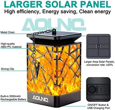 99 LED -a solarna lamnska viseća solarna svjetla Vanjska vodootporna, aounq je nadogradio treperav plamen vanjski fenjer solarno viseće