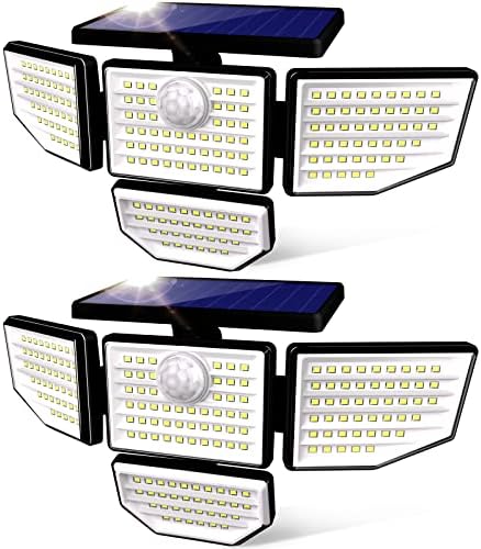 Hyrion solarna vanjska svjetla, 4 glave sigurnosna svjetla, IP65 Vodootporni senzor pokreta Vanjska svjetla, 3 načina rada 270 ° širokog