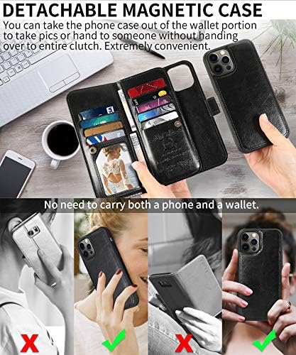 Torbica-novčanik CASEOWL za iPhone 13 Pro Max, magnetni odvojivi kožna torbica-knjižica s gornjim poklopcem za iPhone 13 Pro Max s