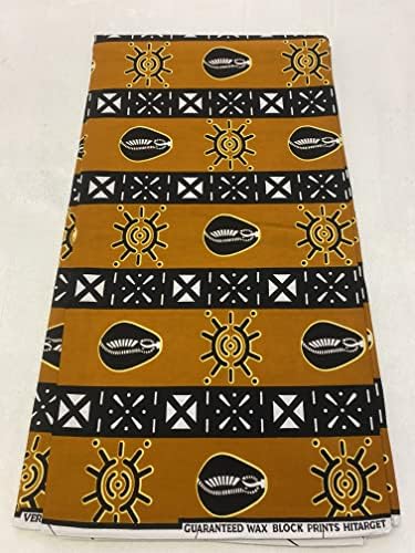 Tradicionalna afrička voštana Tkanina/Afrička tiskana tkanina / Afrička voštana Tkanina / Afrička tkanina na žutoj, crno-bijeloj tiskanoj