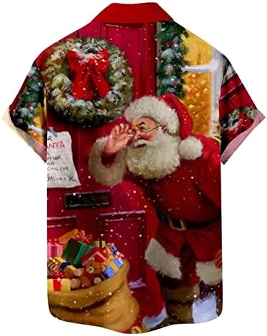 XXBR Božićne košulje za muške, smiješne 3d Xmas Djed Mraz tiskani vrhovi gumb kratkih rukava Down Home Party casual majica