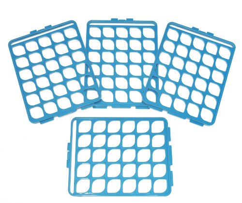 Stalak za epruvete s preklopnom mrežicom; 60 sjedala, za epruvete promjera 13-16 mm, plava