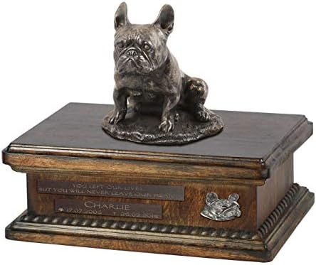 Mama francuskog buldoga 3, spomen-urna za pseći pepeo s kipom, imenom kućnog ljubimca i citatom-oe