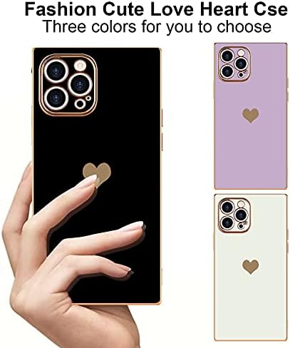 Urarssa kompatibilna s iPhoneom 12 Pro Max Case Square Slatka talasa Zlatna luksuzna ljubavnu lovu Telefon za žene za žene djevojke,