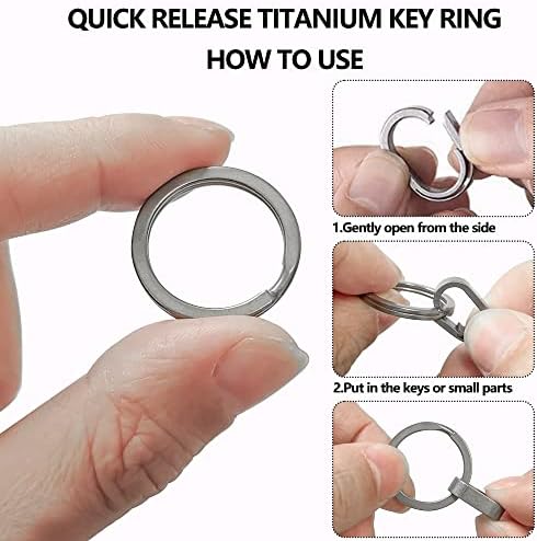 Qhyitonti Titanium privjesak za privjesak za ključne priloge za brzo oslobađanje s 2pcs 0,78 inča titanijski ključevi EDC držač ključeva