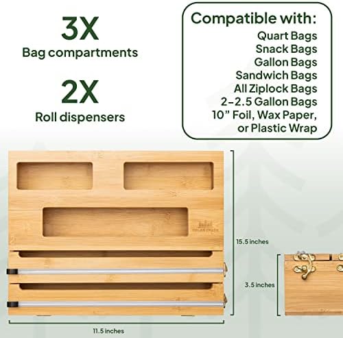 Organizator kuhinjskih vrećica s patentnim zatvaračem / dozator folije i plastične folije / pogodan za vrećice bilo koje veličine /
