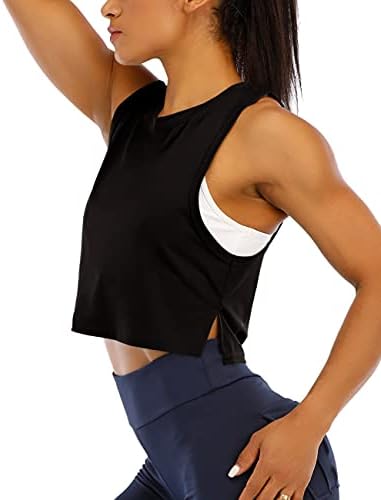 Hioinieiy ženske usjevne vrhove vrhovi vrhovi labavi rukav obrezani mišići otvorene bočne košulje teretane za vježbanje joge majice