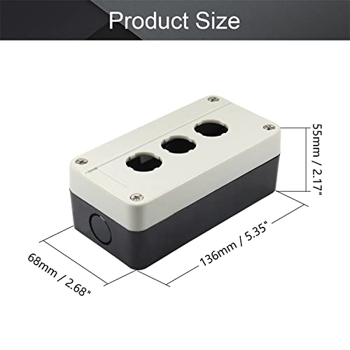Kutija za upravljanje prekidačem s gumbima s 3 rupe za gumbe Vodootporna crno-bijela 1pcs