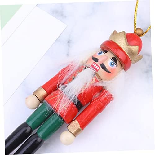 Labrimp 6 PCS Juguetes para božićna figurica ukrasi drvena obojena orahova privjeska privjesak lutka lutka orah drvena drvena boja