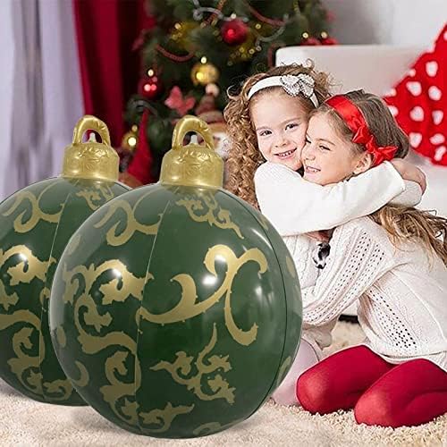 Božićni ukrasi, 23,6 inčni na otvorenom božićni PVC naduvani ukrašeni kuglični div božićna kugla za napuhavanje božićnog drvca ukrasi,