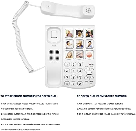 Fiksni telefoni Big gumb Telefon za seniore zamjenjive slike kabel Telefon Extra glasni telefon bez ikakvog zvučnika Speed ​​Dial Telefon