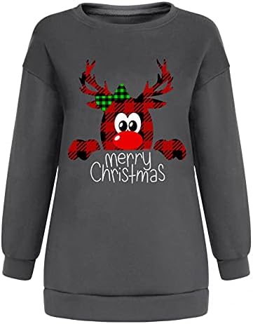 Aihou košulje s dugim rukavima za žene, ženski božićni slatki tiskani džemperi pulover vrh labava ležerna majica