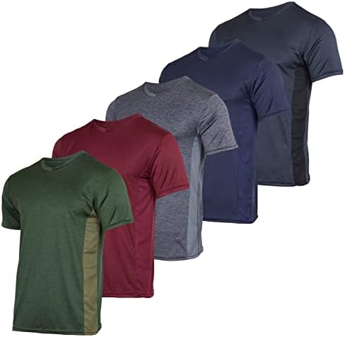 Pravi Essentials 5 Pack: Muški V-izrez za suho-fit vlage Wicking Active Atlettic Tech Performance majica