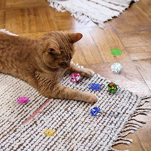 Mačje igračke za mačke u zatvorenom prostoru, mačja proljetna igračka 4pcs i kuglice za gužvanje 5pcs visoko elastične mačje spiralne