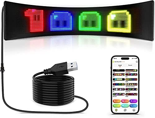 Rayhome Full-Color Uvozna slika Programirani LED znak, 27'x5 '' Fleksibilni USB 5V multitasking rotacija Bluetooth kontrola aplikacije