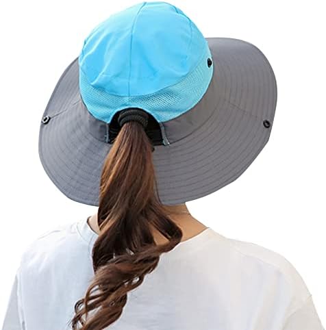 Šešir za sunčanje s konjskim repom za žene, šešir za ribolov s UV zaštitom, sklopivi mrežasti šešir širokog oboda 50+