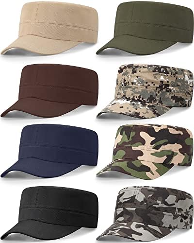 8 kom vojne kape za muškarce kadetske vojne kape podesivi vojni Šeširi Uniseks oprani pamučni kadetski šešir za muškarce i žene