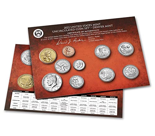 2022. P, D U.S. Mint Mint necirkulirano 20 kovanica set metvice necirkulirano