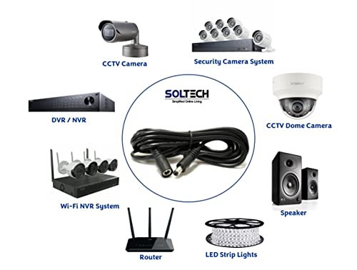 SolTech 10FT DC kabel za proširenje napajanja, CCTV sigurnosna napajanja, kabel za ekstenziju, 20AWG Primium, 5,5 mm x 2,1 mm 5521,