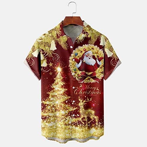 DSODAN Božićna košulja za muškarce Havajski opuštanje fit tipke s kratkim rukavima Down Majice Djed Mraz jezgalj Suzbijanje TIPS TIPS