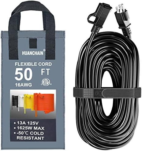 Unutarnji vanjski crni produžni kabel od 50 ft vodootporno, 16/3 mjerača fleksibilni hladno otporan na ekstenzijski kabel za izradu