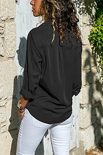 Andongnywell casual laver Laver dugih rukava Košulja džepna košulja za žensku nošenje ljetne višebojne prevelike vrhove