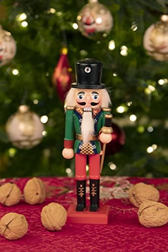 Pametne kreacije zeleni gospodin 8 inčni tradicionalni drveni orah, svečani božićni dekor za police i stolove