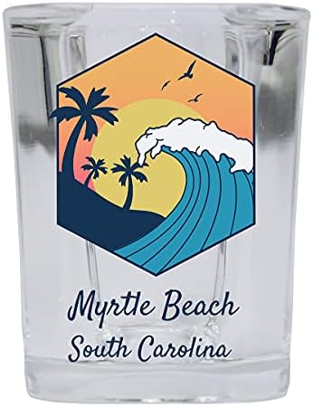 Uvoz mirta Beach, Južna Karolina, kvadratna čaša za alkoholna pića od 2 unce s dizajnom valova