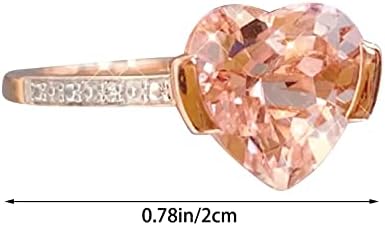 Srednji prstenovi za žene, Novi prsten od cirkona u boji šampanjca, Podesivi otvor, prsten u obliku srca, ružičasti prsten, veličina