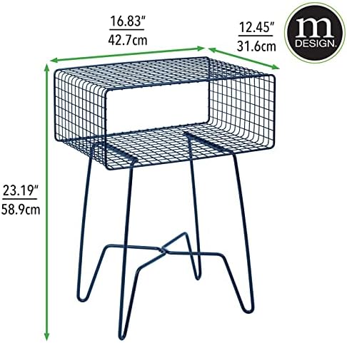 Moderni industrijski pomoćni stolić s policama za odlaganje, 2-slojni metalni stolić u minimalističkom stilu, metalni rešetkasti namještaj