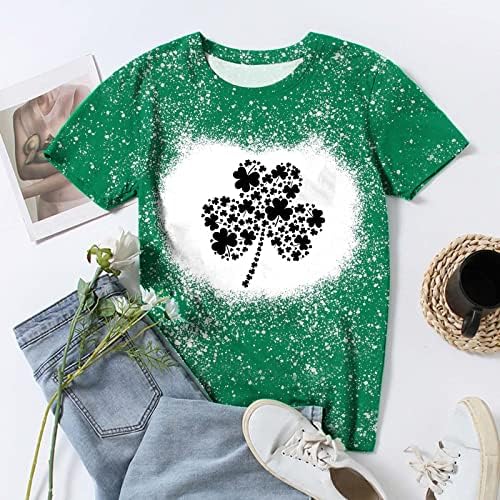 Ženski Dan St. Patricks majice Clover Grafička kratka rukava Tops Crew Ekida pulover modni tiskane majice bluze