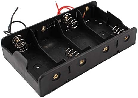 X-DREE Crna 2-проводный jednostruki držač za baterije 4 x 1,5 v C Pakovanje-kutija 4KOM(Scatola nera per custodie per batterie 4 x