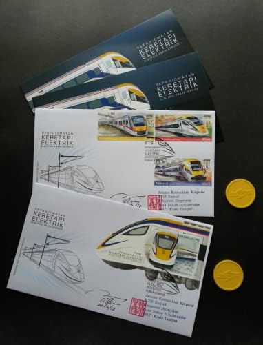 Malaysia Stamp Service Electric Train Service ETS 2018 Željeznica *Potpisano *Neparni oblik *Ulaznica
