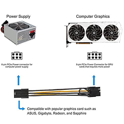 Kabel-Adapter od 6-pinskog do 8-pinskog konektora, kabel-adapter za napajanje od 6-pinskog do 8-pinskog konektora od 4 inča / 10 cm