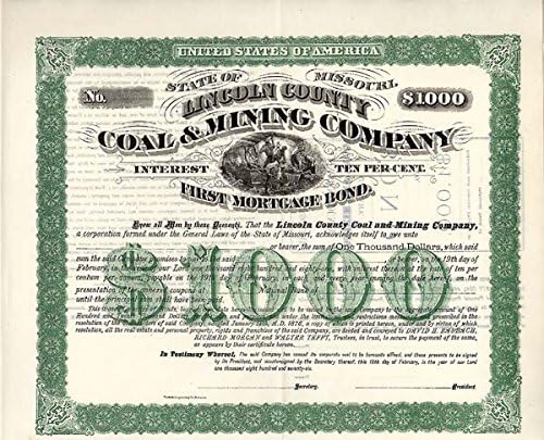 Tvrtka za ugljen i rudarstvo okruga Lincoln-obveznica od 1000 dolara
