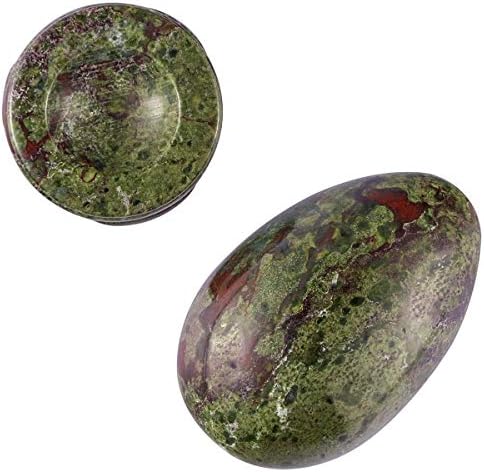 MookaiteDeCor Bundle - 2 predmeta: Zmajeva krv Jasper Crystal Egg s kamenim postoljem i prirodnim agat kriškim art printom zaslon polarnog