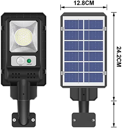 2pcs solarna poplavna svjetla na otvorenom, 3 načina rada solarne zidne svjetiljke senzor pokreta s daljinskim upravljačem, IP65 vodootporna