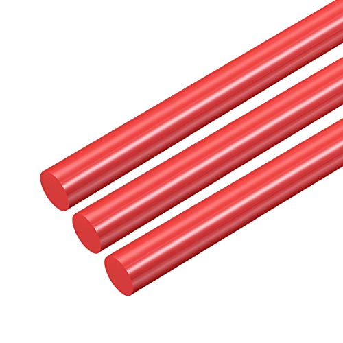 UXCELL 3PCS Plastična okrugla šipka 1/2 inča dia 20 -inčna duljina crvene polioksimetilenske šipke inženjering plastične okrugle šipke
