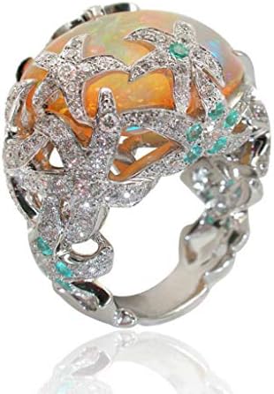 Rebrasti prsten Anime prsten Nakit ženski modni cvijet retro trend cirkon zakovice prsten opal kristalni prsten