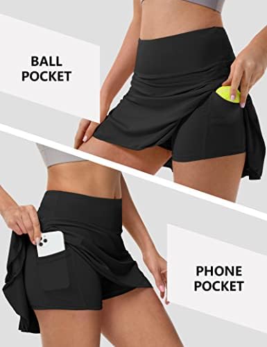 Urkeuf ženske teniske suknje s 3 džepa s visokim strukom proklet ruffle ateltski golf trče Skorts za trening casual