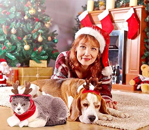 Obirite novo ažuriranje mačjeg psa Santa šešira Božićni ukrasi, ogrtač i elk antler jezgar pseći kostim, glava Actionseries xmas kostimografske