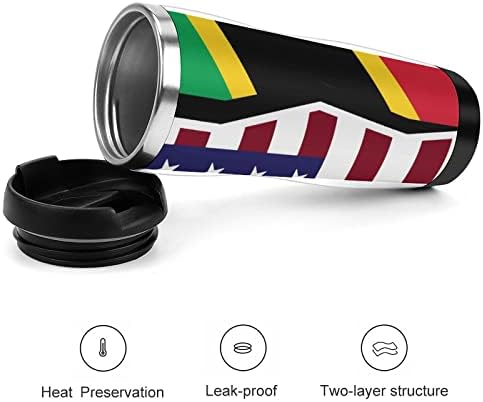 American i Saint Kitts Nevis zastave putničke šalice za kavu s poklopcem izolirane šalice nehrđajućeg čelika dvostruka zidna boca