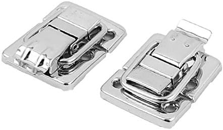 X-DREE metalni garderobe kutija za ključeve Hasp Silver Tone 3cm x 3,6cm x 1cm 2pcs (caja de caja de armario de metal cierre de cerrojo