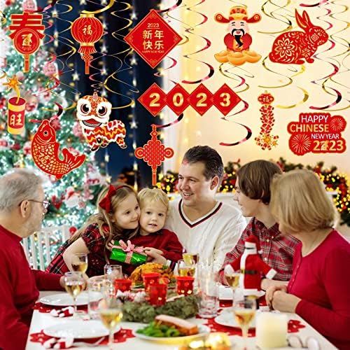 75pcs sretni kineski novogodišnji ukrasi Viseći vrtložnici, 2023. Hinese Lunarni novogodišnji natpis Viseći viseći stropni ukrasi za