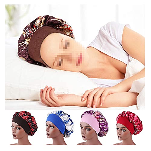 Ispis satenskog poklopca za žene elastično širokog traka noćni spavanje satenski šešir kemo kape za gubitak kose modni omot glave za