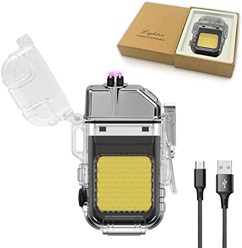 Yozwoo Električni upaljač za punjivanje USB C, dvostruki luk upaljač sa svjetlosnim svjetlom, IP56 vodootporna plazma upaljač za kampiranje