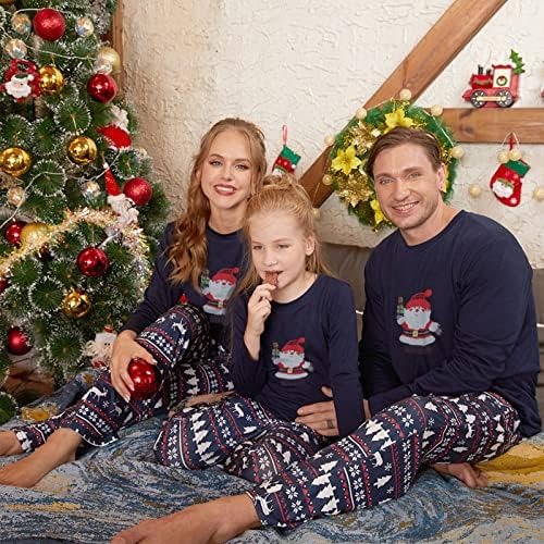 Božićna pidžama za obitelj, odgovarajući obiteljski božićni PJS setovi tiskane hlače od drveta postavljene mekane blagdanske odjeće
