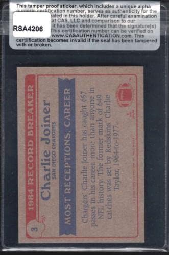 1985 Topps 3 Charlie stoier Card Card CAS Autentifikacija RSA4206 - Nogometna ploča s autogramiranim rookie karticama