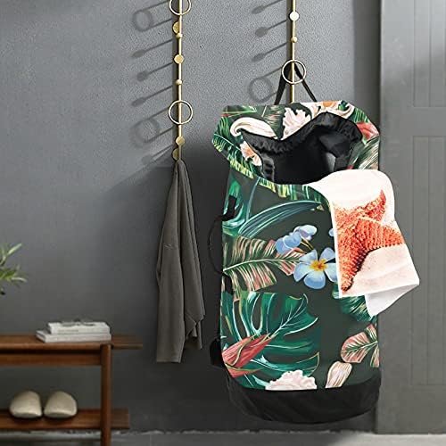 Torba za rublje u tropskom stilu s cvjetnim uzorkom, ruksak za rublje za teške uvjete s naramenicama i ručkama, putna torba za rublje