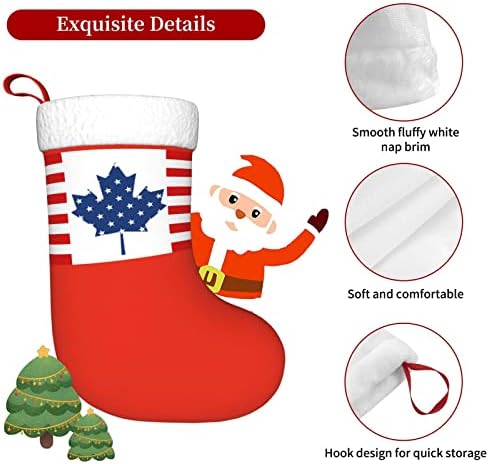 Cutedwarf američka i kanadska zastava prijateljstva božićna čarapa božićni odmor za odmor kamin viseća čarapa 18 inča čarape